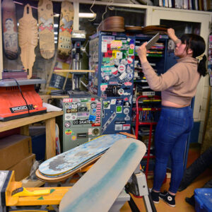 Student in skateboard workshop